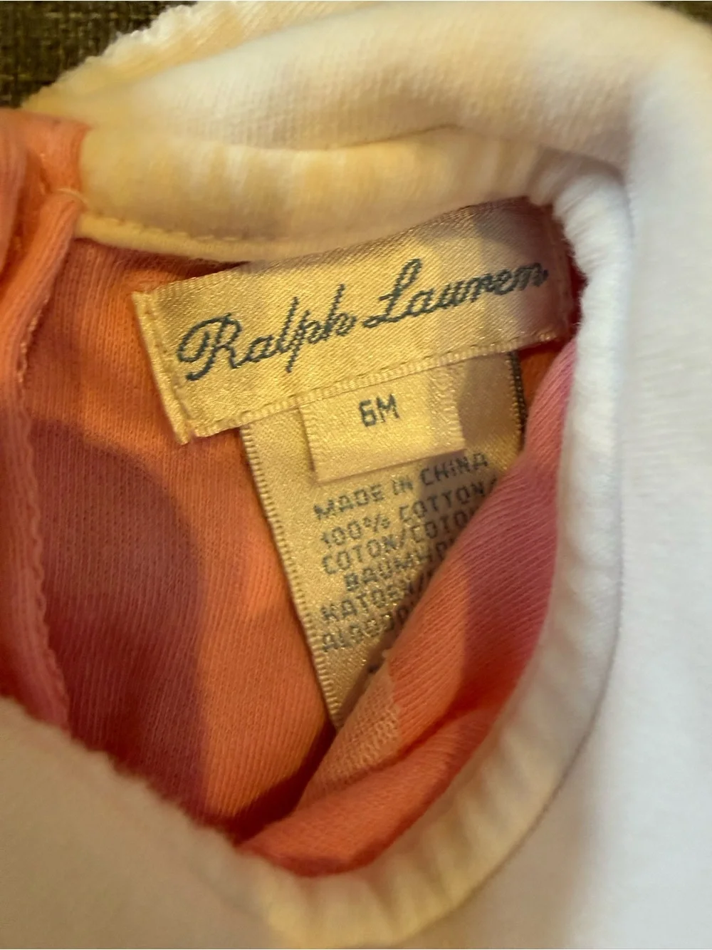 Ralph Lauren Pink Footed One-Piece with White Scalloped Collar